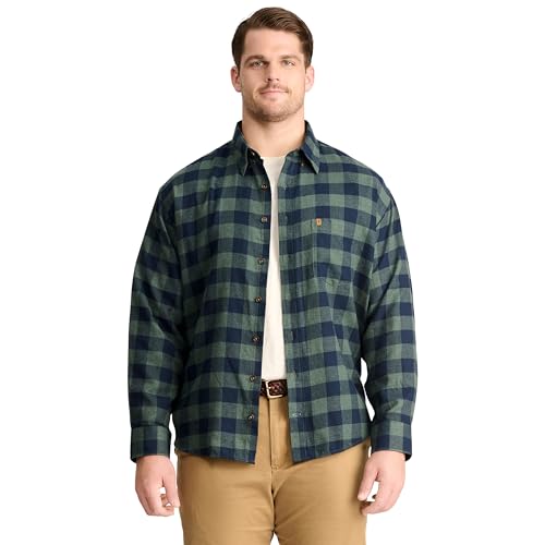 IZOD Herren Big and Tall Stratton Flanell Langarm Stretch Button Down Hemd, Grün - Deep Forest, 3X-Large Groß von Izod