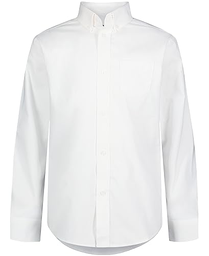 IZOD Uniform Young Herren-Oxford-Hemd mit Langen Ärmeln und Knopfleiste, Weiss/opulenter Garten, Mittel von Izod