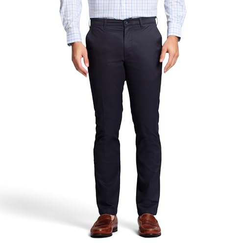 IZOD Herren Performance Stretch Straight Fit Flat Front Chino Pant Lässige Hose, Navy, 38W / 34L von Izod