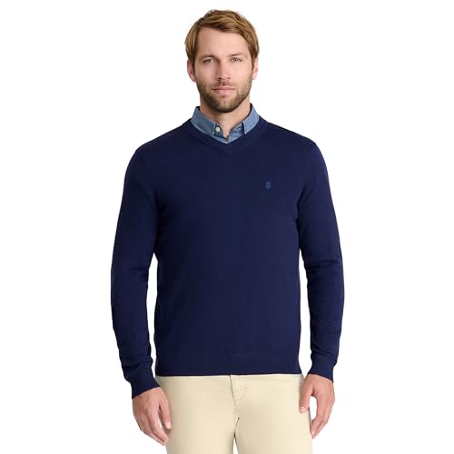 IZOD Herren Premium Essentials Solid V-Neck 12 Gauge Sweater Pullover, Peacoat, Mittel von Izod