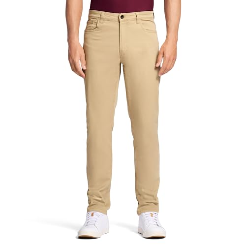 IZOD Herren Saltwater Stretch-Twill 5 Pocket Straight Fit Chinohose Lässige Hose, Zedernholz Khaki, 34W / 32L von Izod