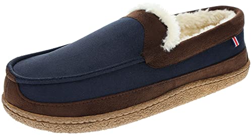 IZOD Herren Zweifarbiger Mokassin Slipper Warm Weich Klassisch Slip On Herren Größen 36 bis 47, marineblau, 45/46 EU von Izod