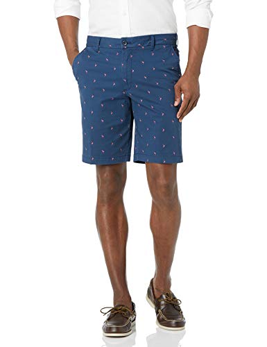 IZOD Men's Saltwater Stretch 9.5" Chino Printed Shorts, Cadet Navy Flamingos, 40 von Izod