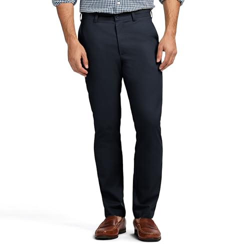 Izod Herren American Chino Flat Front Straight Fit Lässige Hose, Marineblau, 34W / 34L von Izod