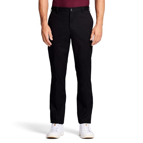 IZOD American Chino Herren Hose mit Flacher Vorderseite, gerade Passform, schwarz, 34W / 32L von Izod