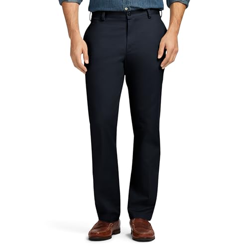 Izod Herren American Chino Flat Front Slim Fit Hose, Navy, 36W / 30L von Izod