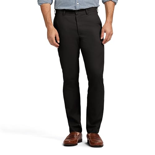 Izod Herren American Chino Flat Front Straight Fit Lässige Hose, Schwarz, 34W / 34L von Izod