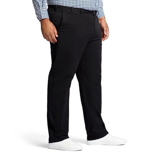 IZOD Herren Big and Tall Performance Stretch Flat Front Pant Lssige Hose, Schwarz, 48W / 29L von Izod