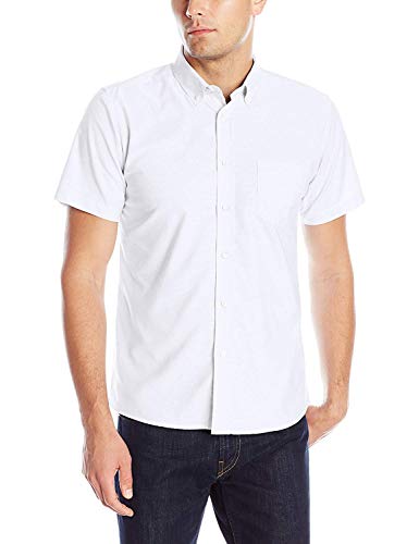 Izod Herren Hemd Uniform Young Short Sleeve Button-Down Oxford - Weiß - X-Groß von Izod
