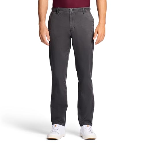 Izod Herren Saltwater Stretch Flat Front Straight Fit Chino Pant Lässige Hose, Asphalt, 32W / 32L von Izod