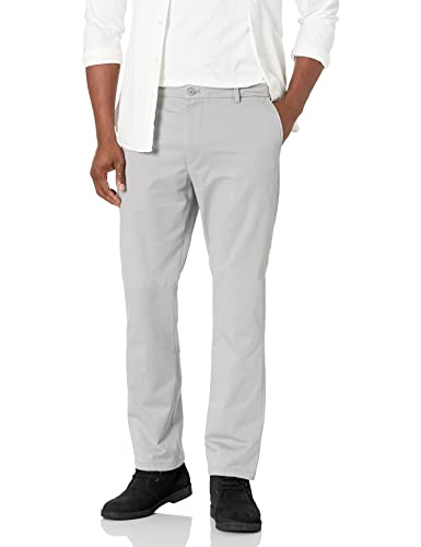 IZOD Herren Saltwater Stretch Flat Front Straight Fit Chino Lässige Hose, Cinder Block Grau, 34W / 32L von Izod