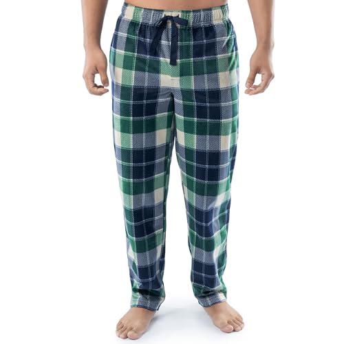 Izod Herren-Schlafanzughose aus Mikro-Veloursleder-Fleece, Marineblau/Gr n kariert, L von Izod
