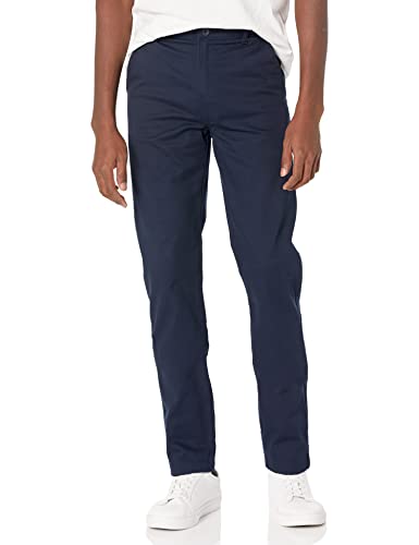 IZOD Herren Uniform-Twill, Flache Vorderseite und Bequemer Bund, Stretch-Stoff Hose, Navy, 34W / 32L von Izod