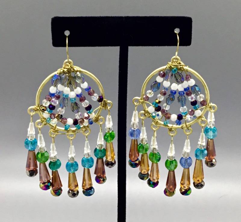 Goldkristallperlendschaufel | Kronleuchter Wie Ohrringe von IzzysBuriedTreasures