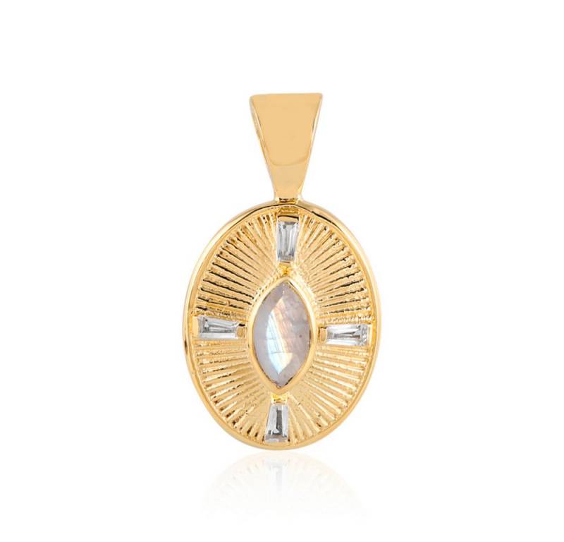 Cavill Kettenanhänger Cavill Regenbogenmondstein 1,34 ct & Topas Anhänger vergoldet (1-tlg) von Cavill