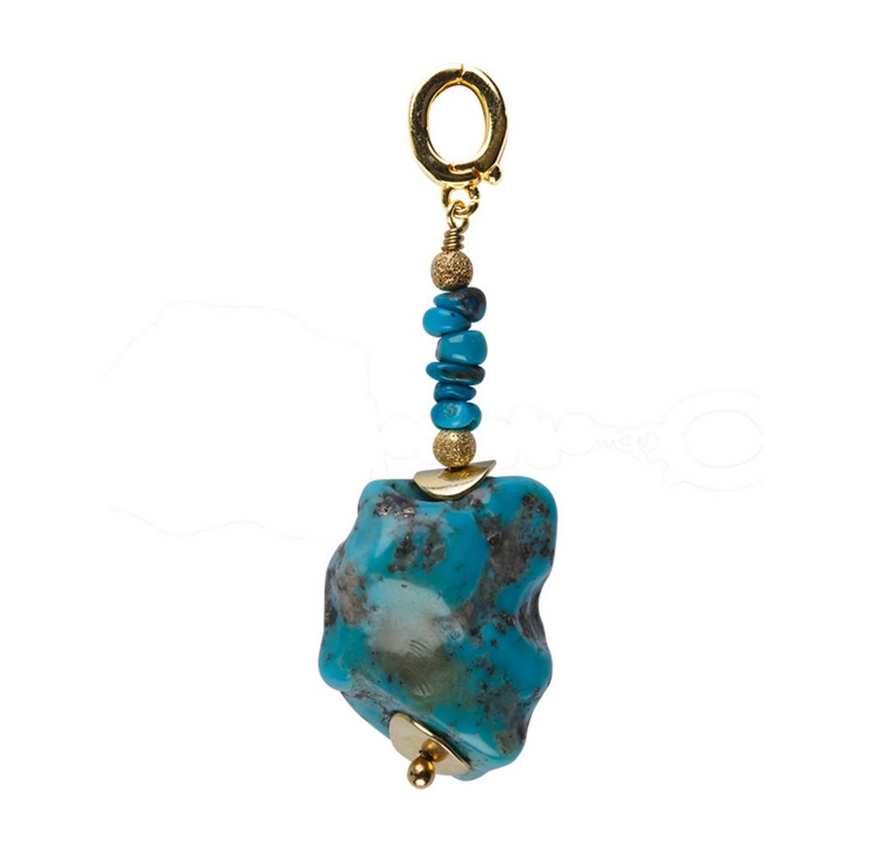 Cavill Kettenanhänger Silber Anhänger mit Türkis-Perlen, 50x12 mm, Boho Schmuck Damen (1-tlg) von Cavill