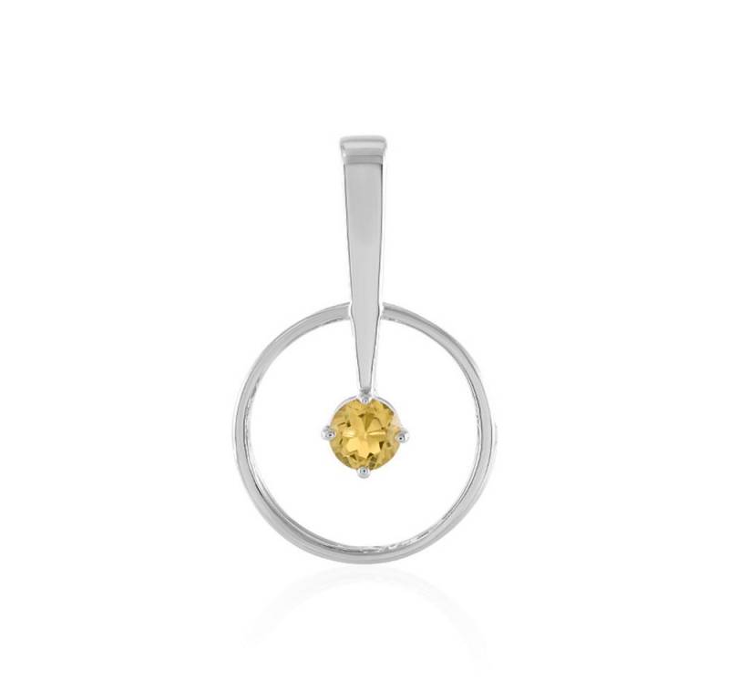 Cavill Kettenanhänger Cavill Gelber Beryll 0,75 ct, rund, platinierter 925 Sterlingsilber (1-tlg) von Cavill