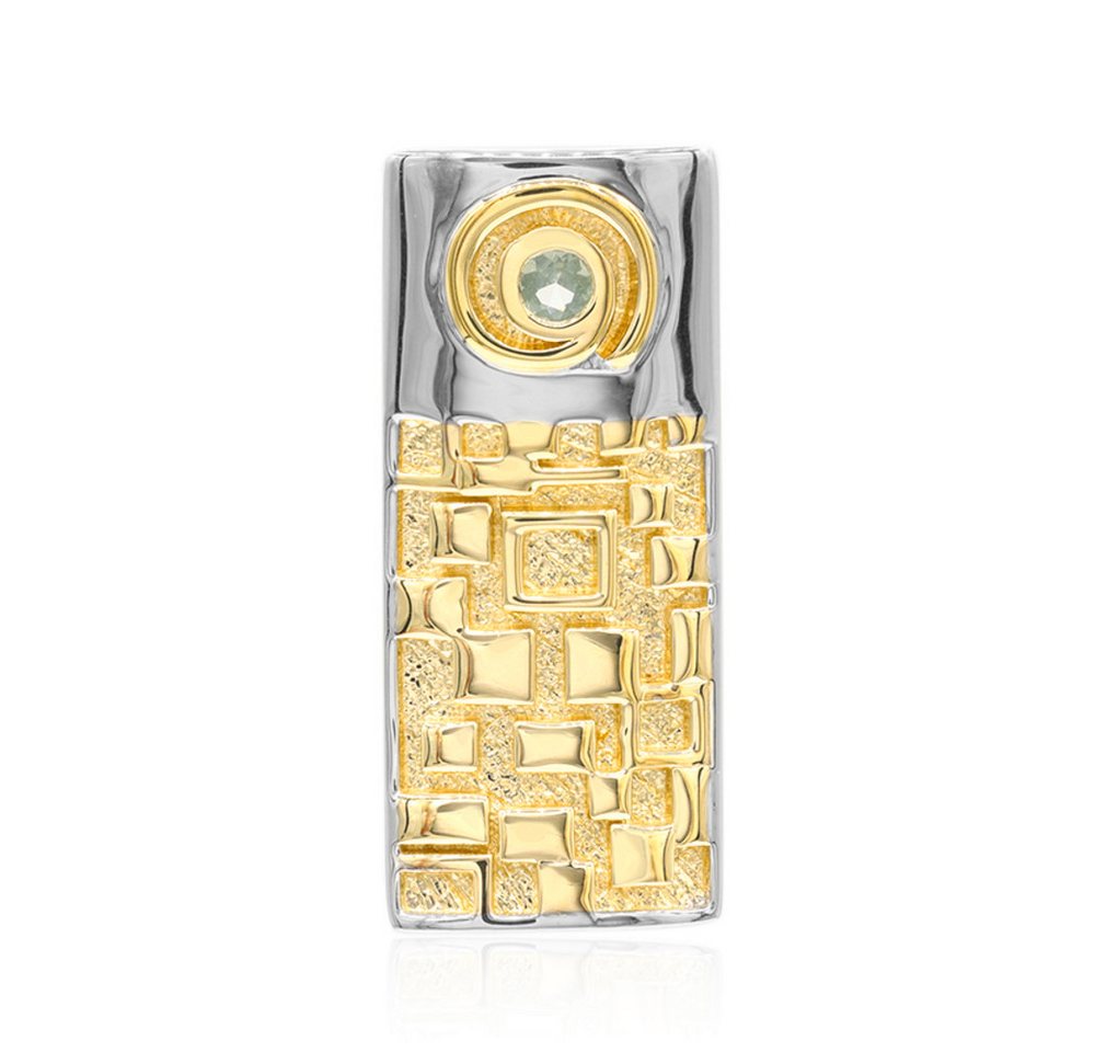 Cavill Kettenanhänger Cavill Grüner Saphir 0,06 ct Anhänger 925 Silber Gold Muster (1-tlg) von Cavill