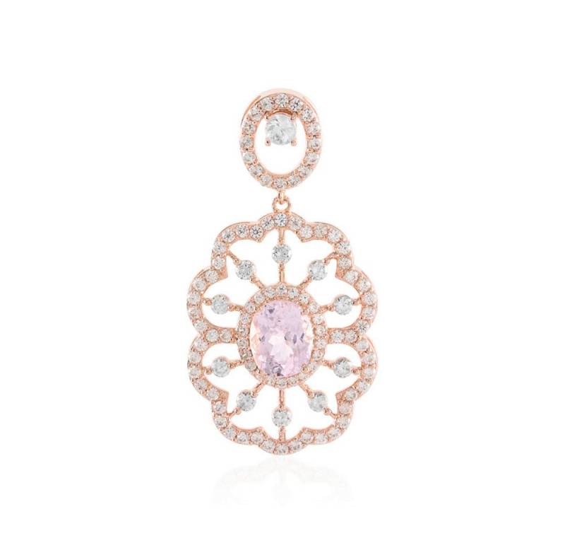 Cavill Kettenanhänger Kunzit Anhänger 2,9 ct rosévergoldet 925 Silber mit Zirkon Blüte (1-tlg) von Cavill