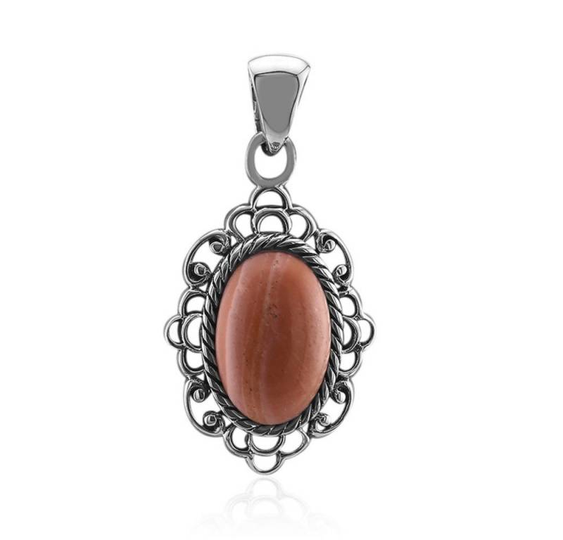 Cavill Kettenanhänger Perlmutt Silberanhänger oval 925 Sterling Silber, Orange-Rot, elegant (1-tlg) von Cavill