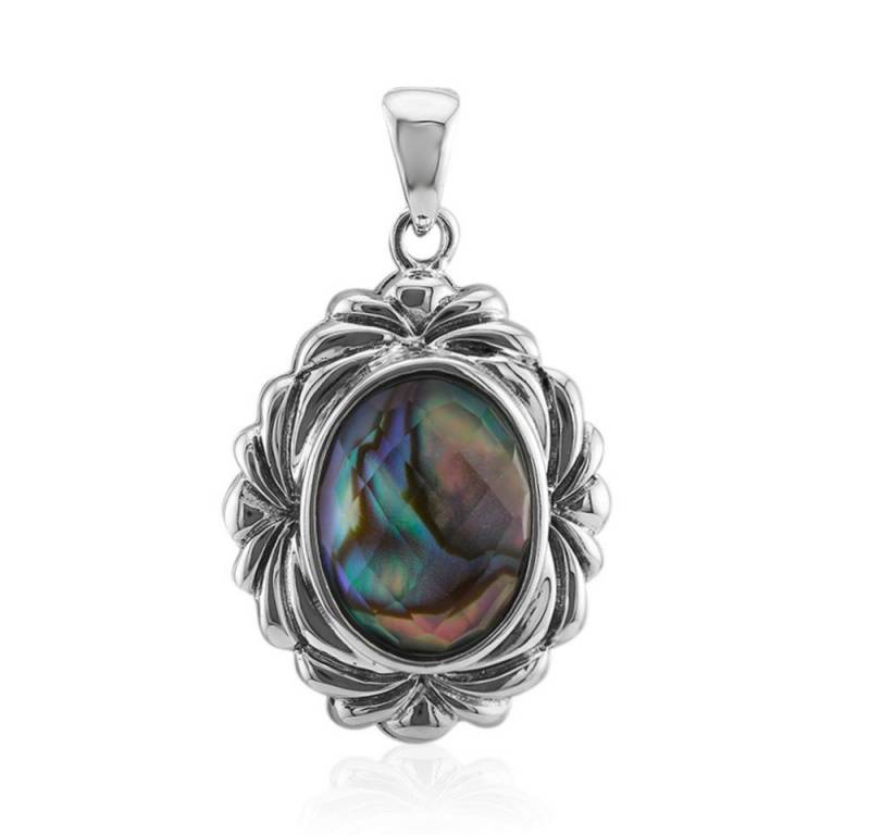 Cavill Kettenanhänger Cavill 925 Sterling Silber Anhänger mit 7,59 ct weißem Quarz & Abalone (1-tlg) von Cavill
