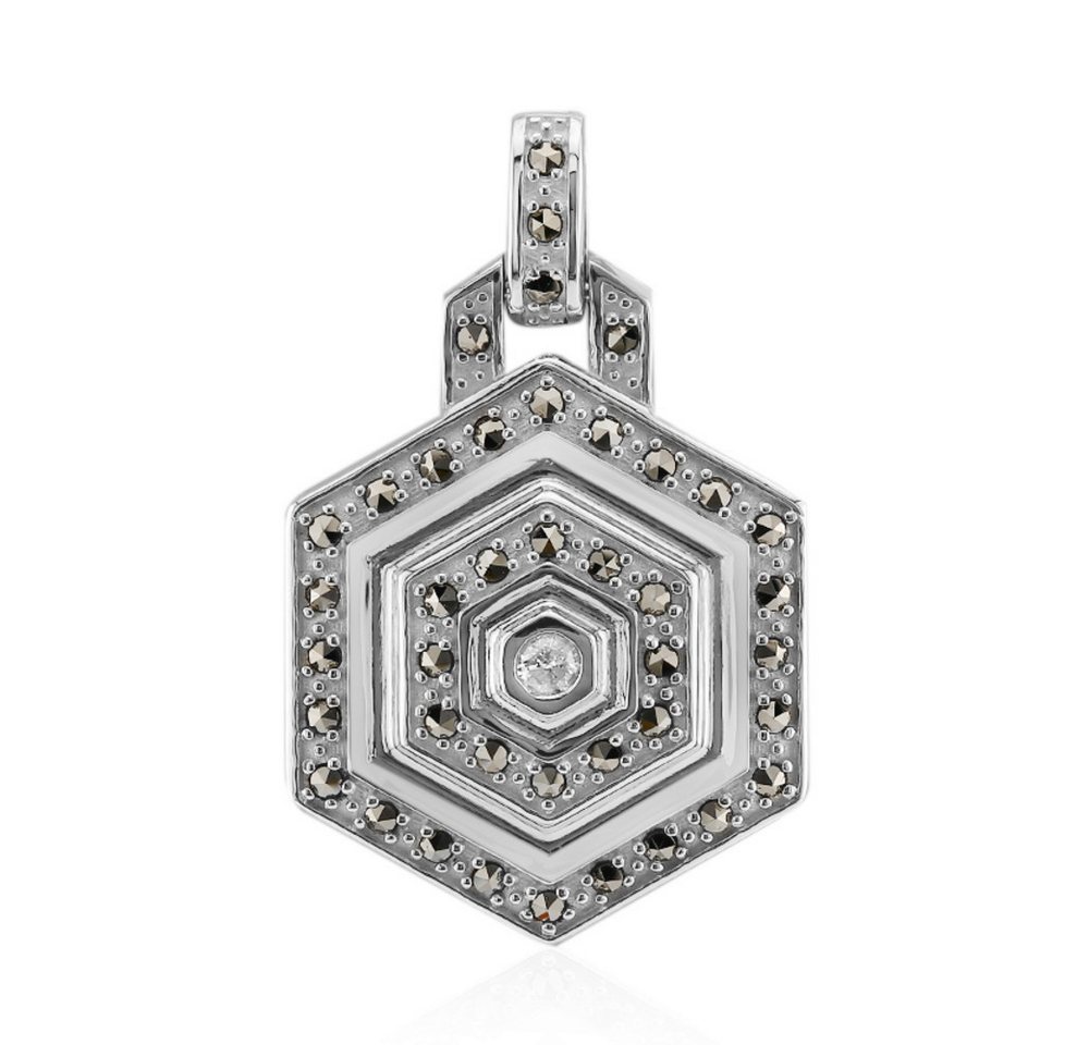 Cavill Kettenanhänger Cavill Silberanhänger mit 0,06 ct Diamant & 0,41 ct Markasit Hexagon (1-tlg) von Cavill