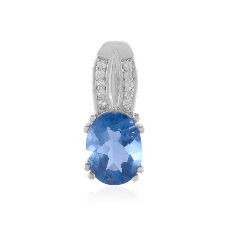 Cavill Kettenanhänger Farbwechsel-Fluorit 1,34 ct Oval, 925 Silber plattiert, 10 Zirkone (1-tlg) von Cavill