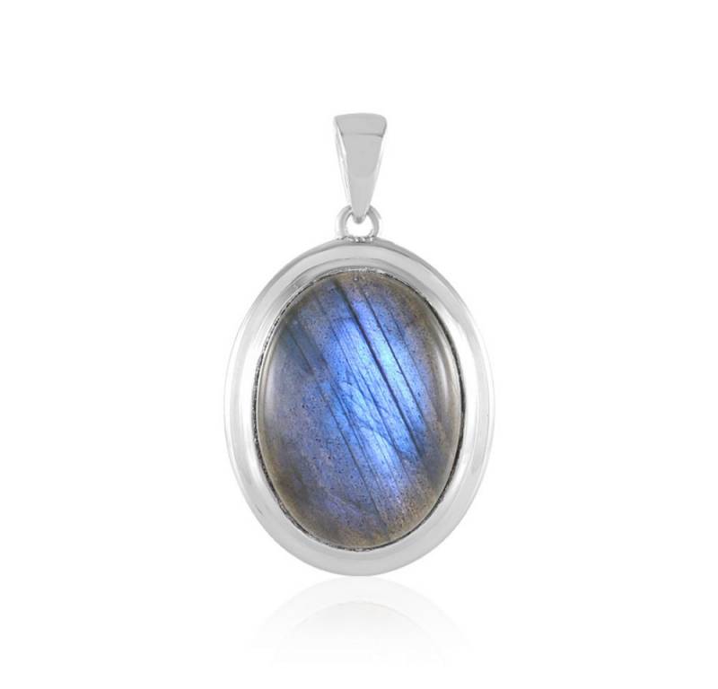 Cavill Kettenanhänger Cavill Labradorit Anhänger 16,94 ct Oval, Sterlingsilber platin Blau (1-tlg) von Cavill