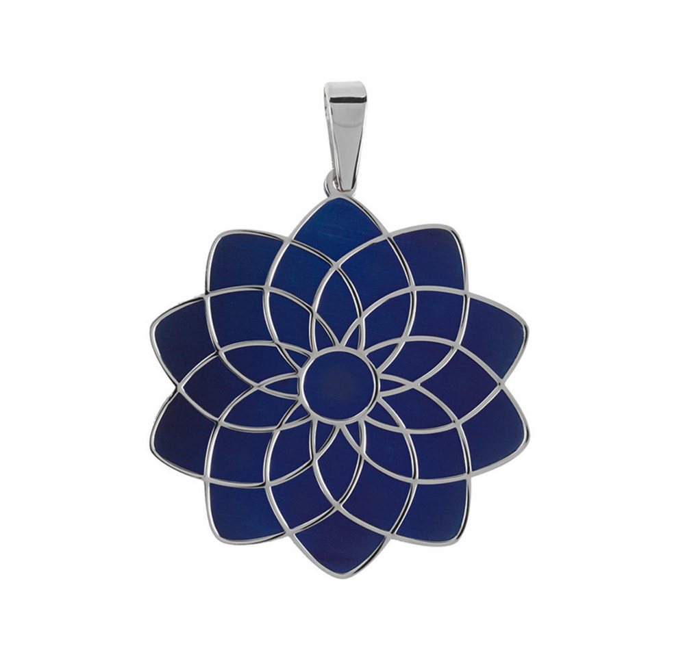 Cavill Kettenanhänger Cavill Titananhänger 925 Sterling Silber, blau, floral, 43x33 mm (1-tlg) von Cavill