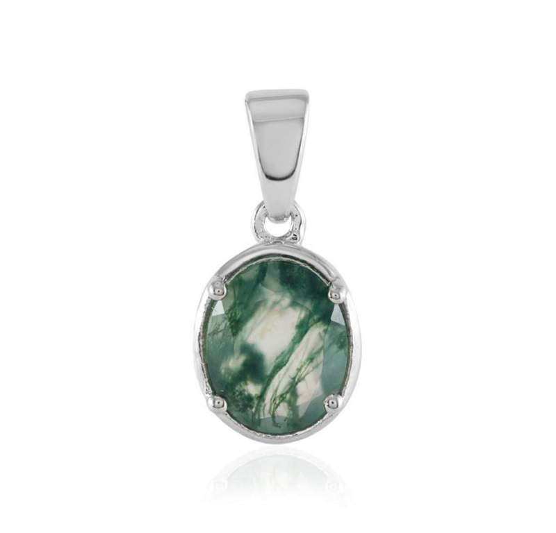 Cavill Kettenanhänger Cavill Moosachat Anhänger 1,36 ct oval platinisiertes Silber Damen (1-tlg) von Cavill