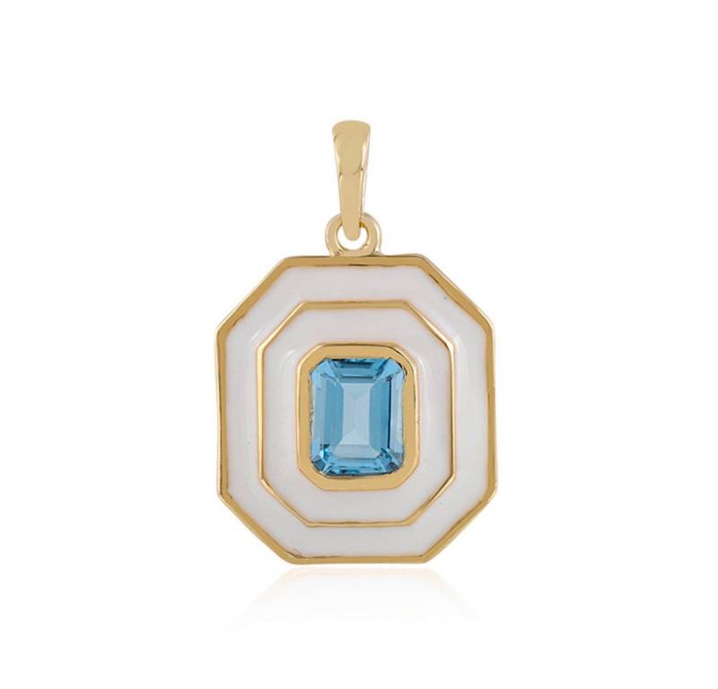 Cavill Kettenanhänger Schweizblauer Topas 1,65 ct, 925er Silber vergoldet, oktogonal (1-tlg) von Cavill