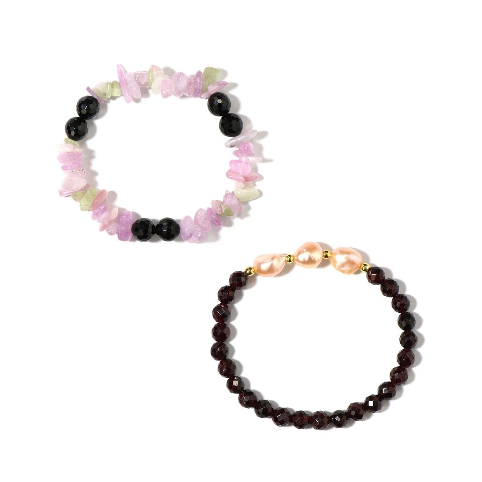 Cavill Armband Kunzit-Spinell-Granat-Perlen-Armband-Set (1-tlg) von Cavill
