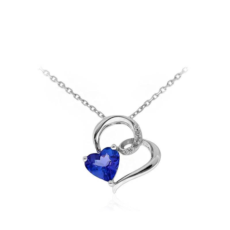 Cavill Goldkette Tansanit-Anhänger mit Herzschliff, 10K Weißgold, Diamanten (1-tlg) von Cavill