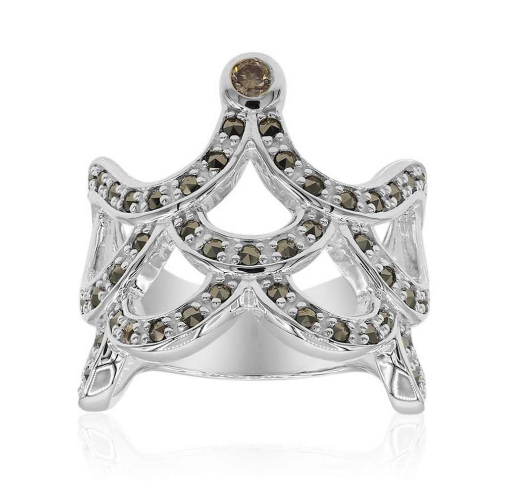 Cavill Diamantring Cavill Silberring 0,058 ct Diamant, 0,53 ct Markasit, Vintage 925 (1-tlg) von Cavill