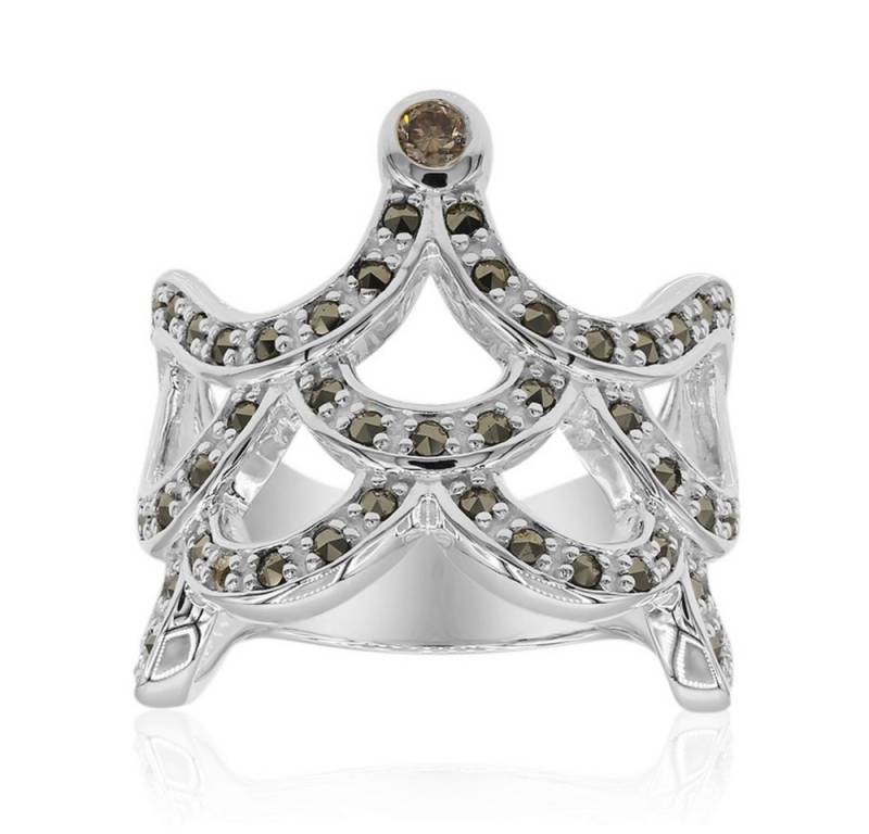 Cavill Diamantring Cavill Silberring 0,058 ct Diamant, 0,53 ct Markasit, Vintage 925 (1-tlg) von Cavill