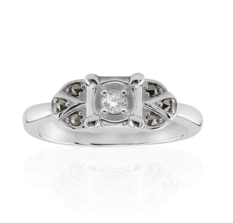 Cavill Diamantring Silberring mit 0,06 ct Diamant & 0,084 ct Markasit Pavé, elegant (1-tlg) von Cavill