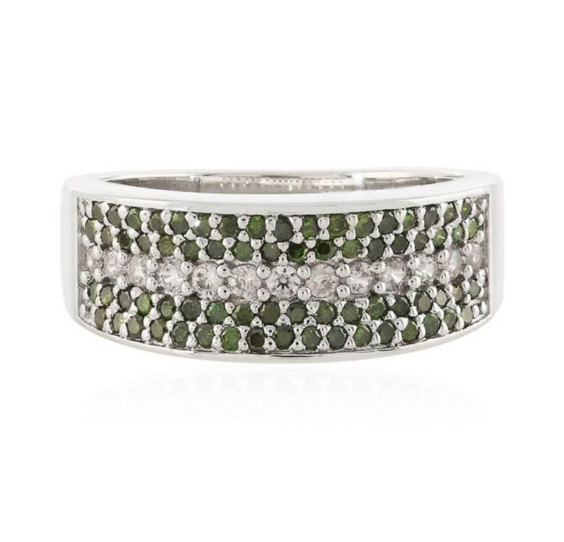 Cavill Diamantring 925 Sterlingsilberring, 0,66 ct Zirkon & grüne Diamanten, Pavé (1-tlg) von Cavill