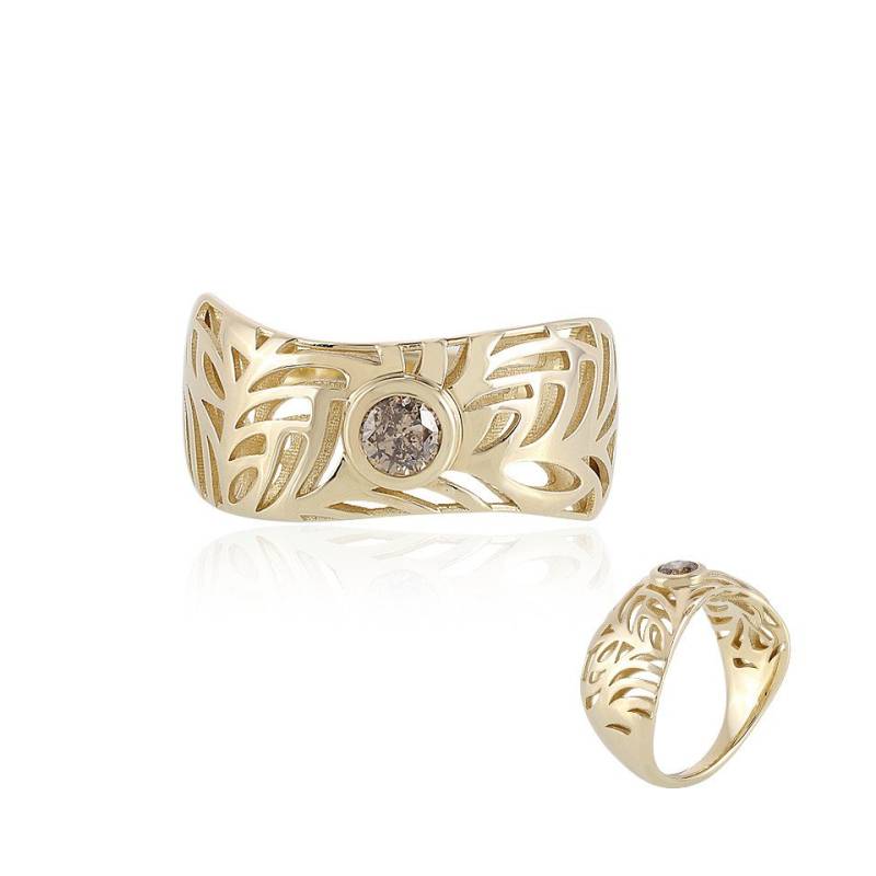 J Classics Diamantring 9K I2 Champagne Diamond Gold Ring (Ornaments by de Melo) (1-tlg) von J Classics