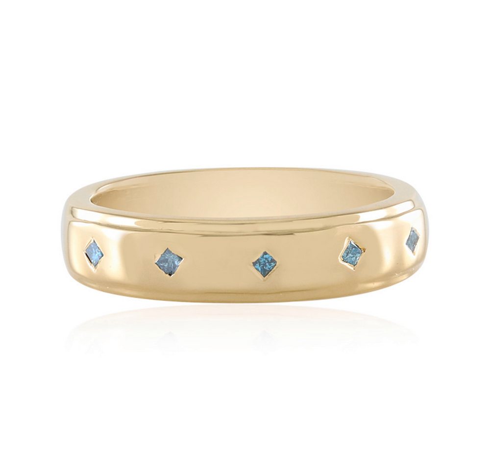 Cavill Diamantring Cavill Sterlingsilberring vergoldet mit 5 blauen Diamanten, 0,088 ct (1-tlg) von Cavill