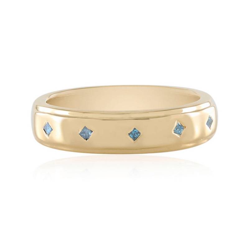 Cavill Diamantring Cavill Sterlingsilberring vergoldet mit 5 blauen Diamanten, 0,088 ct (1-tlg) von Cavill