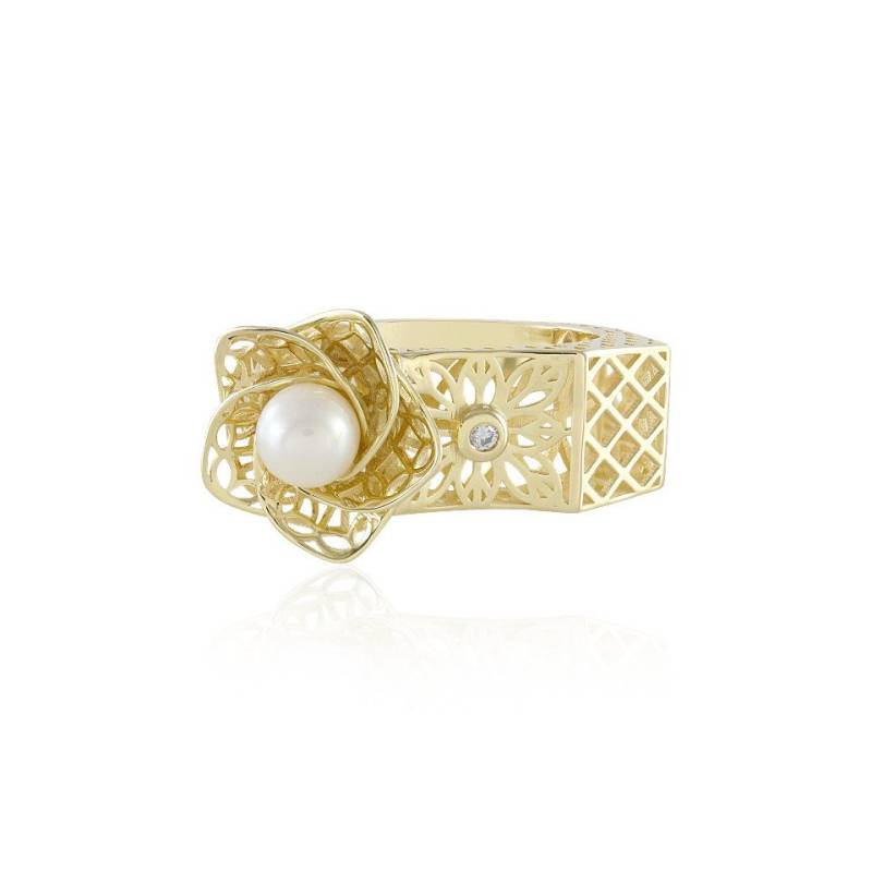 J Classics Diamantring Schicker weißer Süßwasserperlenring 375 Gold, China, 5 mm (1-tlg) von J Classics