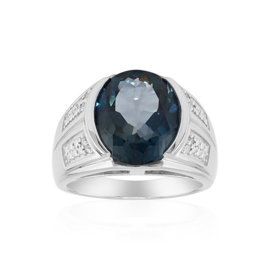 J Classics Diamantring Zilveren ring met een Londen-blauwe topaas (1-tlg) von J Classics
