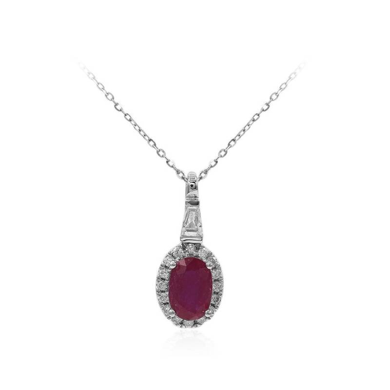 Cavill Goldkette AAA Mosambik Rubin 0,56 ct Weißgold Halskette mit 0,12 ct Diamanten (1-tlg) von Cavill