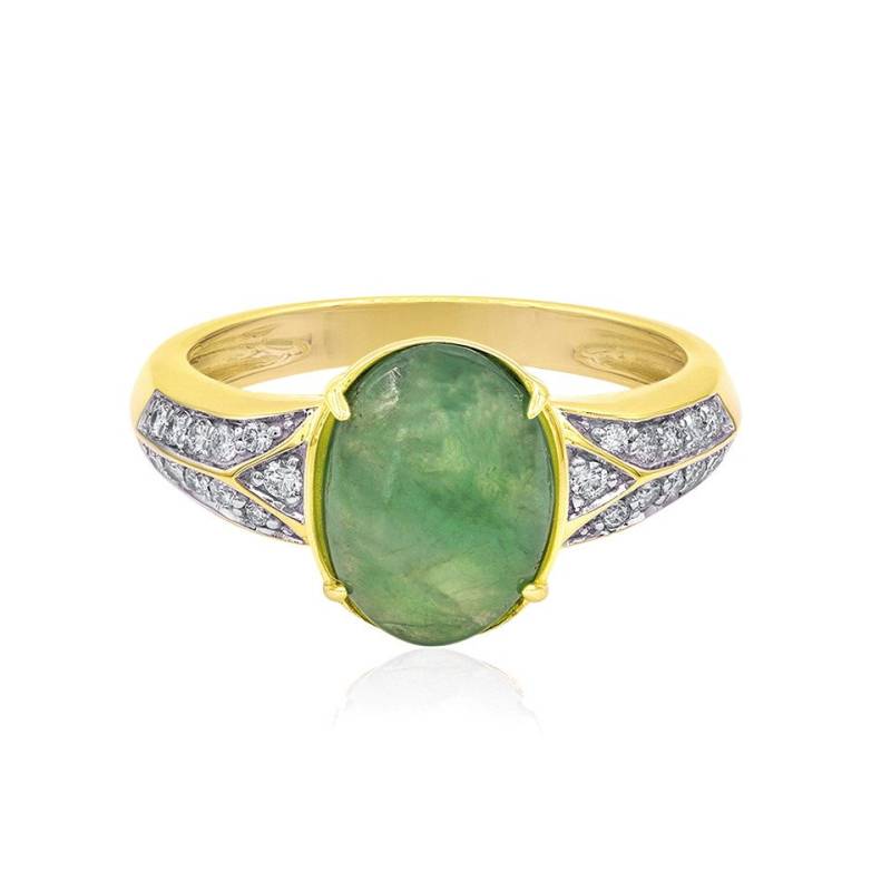 Cavill Diamantring 9K Gelbgold Damenring mit 2,52 ct grünem Jadeit & Diamanten (1-tlg) von Cavill