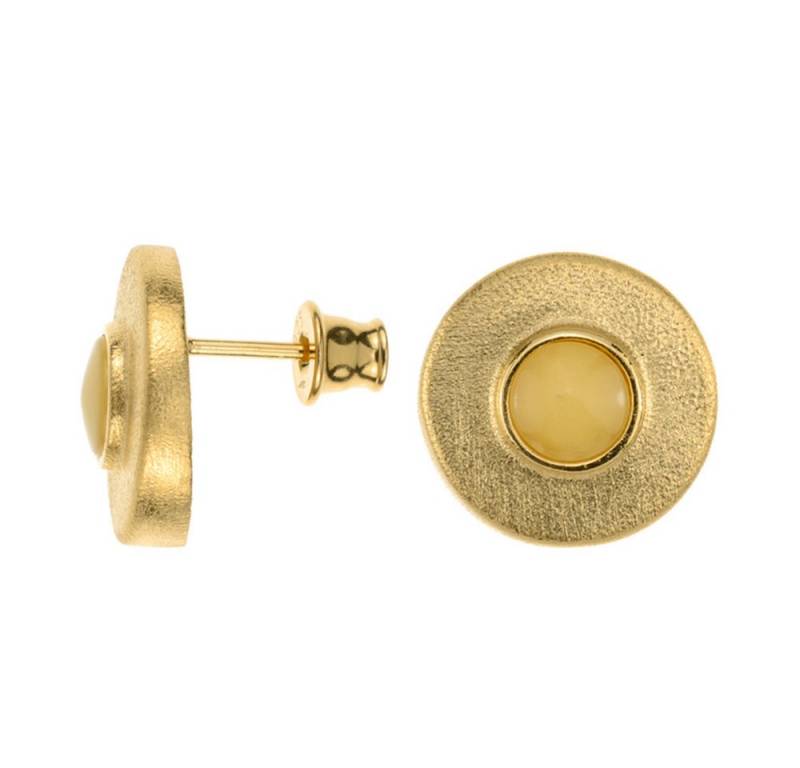 Cavill Ohrring-Set Bernstein Ohrstecker, 0,63 ct, rund, 925er vergoldet Sterlingsilber (2-tlg) von Cavill