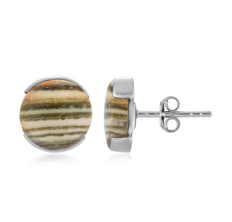 Cavill Ohrring-Set Cavill Zebra-Jaspis 5 ct, rund, Sterlingsilber Ohrstecker platin (2-tlg) von Cavill