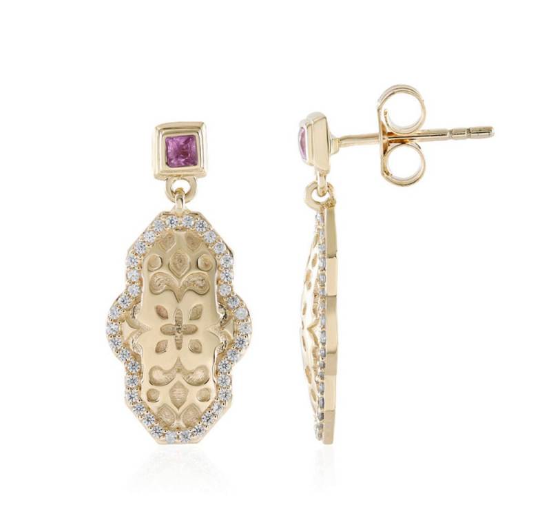 Cavill Ohrring-Set 9 Karat Gelbgold Ohrringe mit 0,56 ct pinkfarbener Ceylon-Saphir (2-tlg) von Cavill