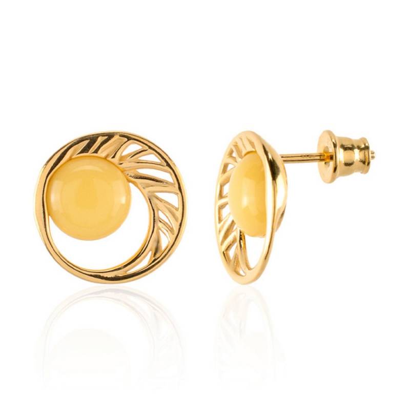 Cavill Ohrring-Set Cavill Ohrringe Damen 925 Silber, milky Bernstein 1,2 ct, Blattmuster (2-tlg) von Cavill