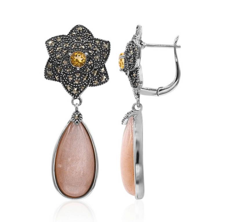 Cavill Ohrring-Set Cavill Tropfenohrringe 12,82 ct Pfirsich-Mondstein Silber 925 (2-tlg) von Cavill