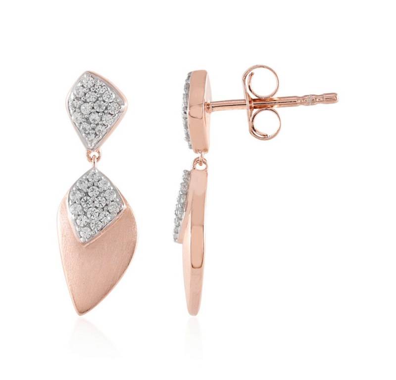 Cavill Ohrring-Set Cavill Ohrringe Damen 0,49 ct Zirkon, Rosévergold, 925 Silber Tropfen (2-tlg) von Cavill